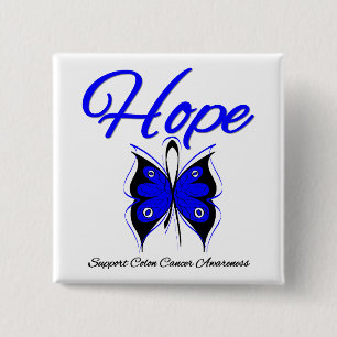 Colon Cancer Hope Butterfly Ribbon Vierkante Button 5,1 Cm