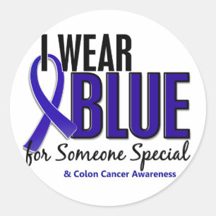 Colon Cancer I Draag blauw voor iemand speciaal 10 Ronde Sticker