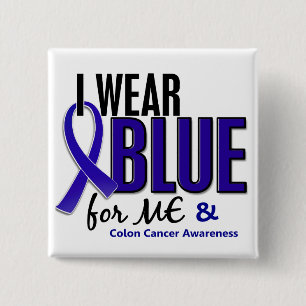 Colon Cancer I Draag Blue for Me 10 Vierkante Button 5,1 Cm