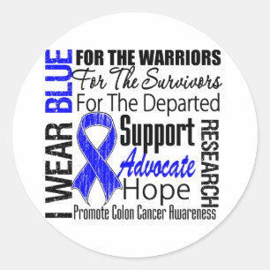 Colon Cancer I Draag Blue Ribbon TRIBUTE Ronde Sticker