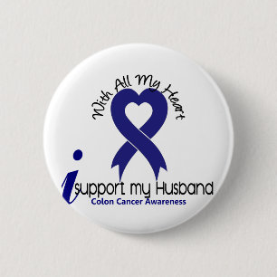 Colon Cancer Ik steun mijn man Ronde Button 5,7 Cm