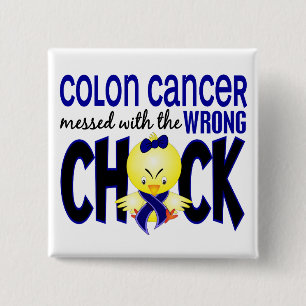 Colon Cancer overgebracht met de verkeerde kuiken Vierkante Button 5,1 Cm