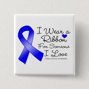 Colon Cancer Ribbon iemand waar ik van hou Vierkante Button 5,1 Cm