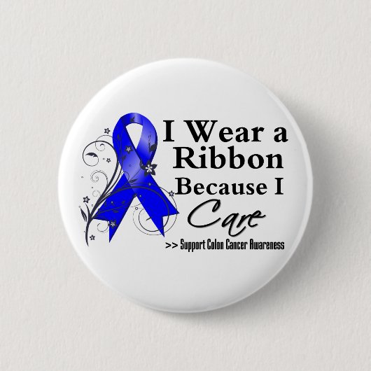 Colon Cancer Ribbon omdat ik om Ronde Button 5,7 Cm (Voorkant)