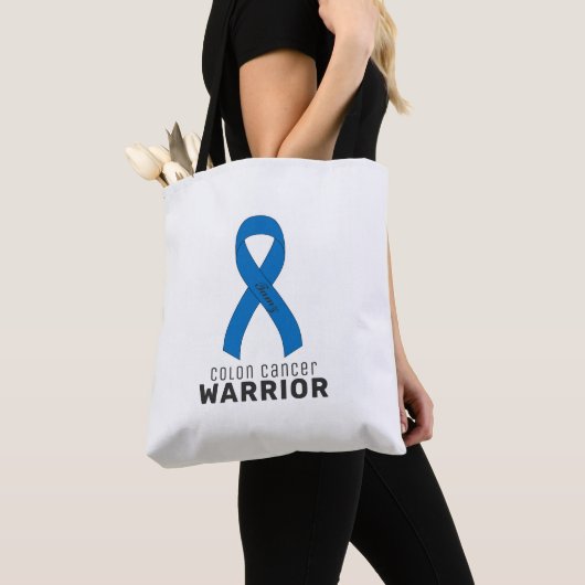 Colon Cancer Ribbon White Canvas tas (Dichtbij)