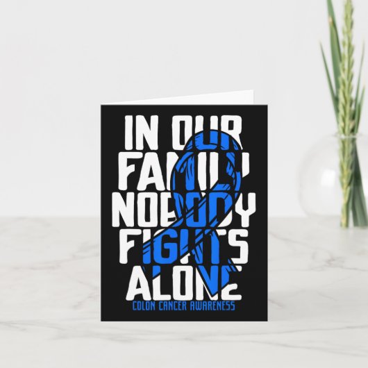 Colon Cancer Support T-shirt Family Blue Colon Can Kaart (Voorkant)