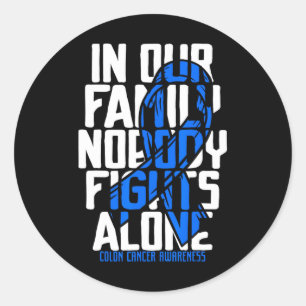 Colon Cancer Support T-shirt Family Blue Colon Can Ronde Sticker