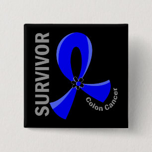 Colon Cancer Survivor 12 Vierkante Button 5,1 Cm