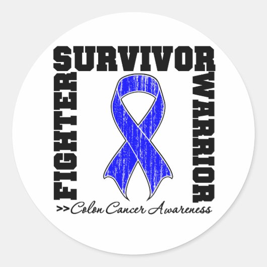 Colon Cancer Survivor Fighter Warrior Ronde Sticker (Voorkant)