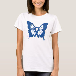Colon Cancer t-shirt met Blue Butterfly & lbon
