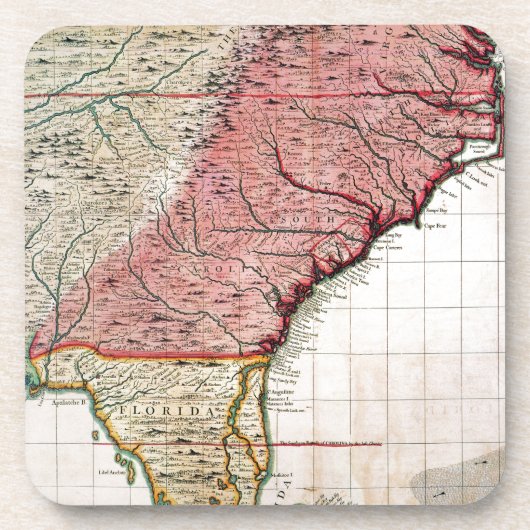 COLONIAL AMERIKA MAP, 1733 DRANKJES ONDERZETTER (Voorkant)