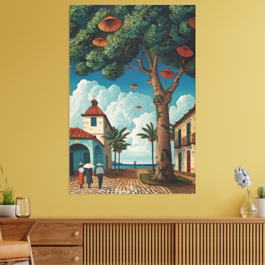 Colonial Plaza met zeezicht Canvas Afdruk (Insitu (Woonkamer))