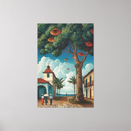 Colonial Plaza met zeezicht Canvas Afdruk (Voorkant)