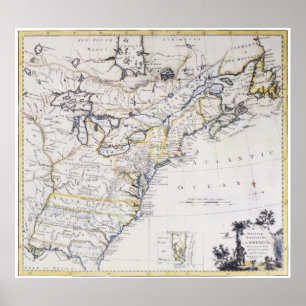 COLONIËLE AMERIKA: MAP, c1770 Poster