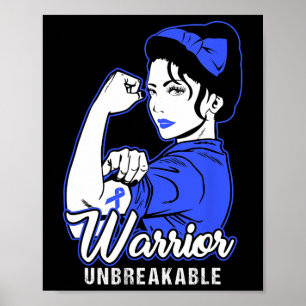 Colonkanker Warrior Shirt Colorectaalkanker Aware Poster