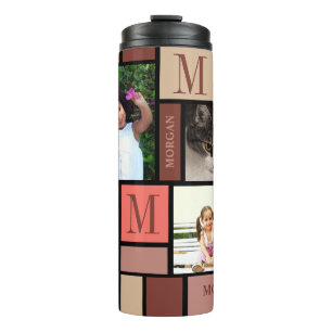 Color Block Living Coral Monogram 4 Foto Thermosbeker