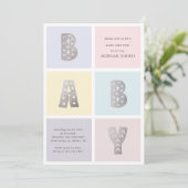 Color Block Pastel Silver Baby shower Invitation (Debout devant)
