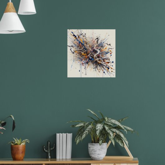 Color Burst Abstracte kunst – Energetische verfspl Poster (Woonkamer 1)