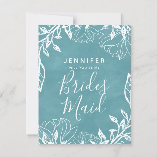 Color Editable Floral word jij mijn bruidsmeisje Kaart (Voorkant)