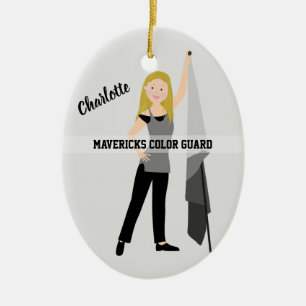 Color Guard Blonde Hair Grey & Black Keramisch Ornament