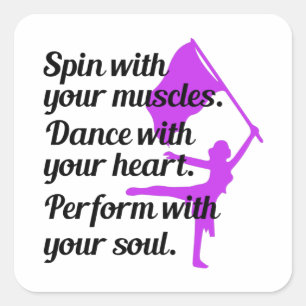 Color Guard Flag Corps Dance Marching Band Student Vierkante Sticker