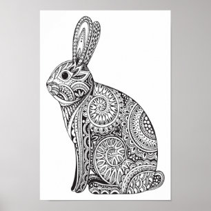 Color It Poster Rabbit Pattern