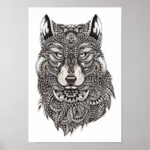 Color It Poster Wolf