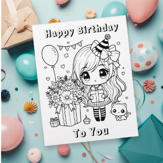 Color Me Anime Girl's Birthday