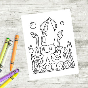 Color Me Giant Squid   Kinder activiteit Kaarten