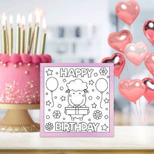 Color Me Happy Birthday Lamb Kaart activiteit