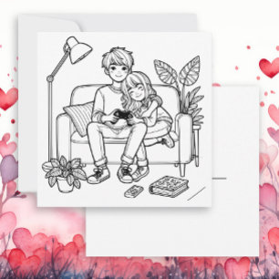 Color Me-Kaart   Anime Girl Boy Gaming Kaart