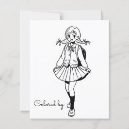 Color Me Page voor kinderen | Anime School Girl