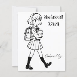 Color Me Page voor kinderen | Anime School Girl