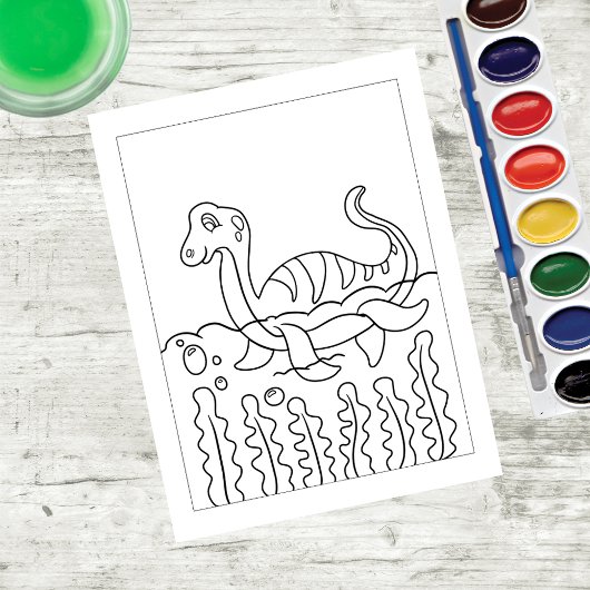 Color Me Plesiosaur Dinosaur | Cartes d'activités 