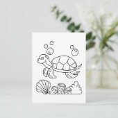 Color Me Zee Turtle | Kinder activiteit Kaarten (Staand voorkant)