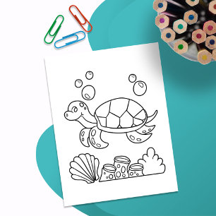 Color Me Zee Turtle Kinder activiteit Kaarten