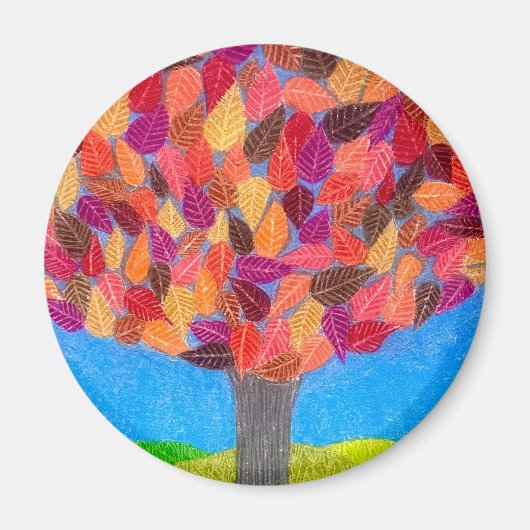 Color Pencil Tree with Leaves Drawing  Magneet (Voorkant)