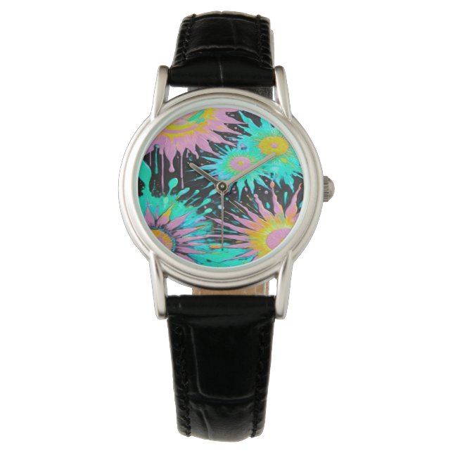Color Splash Abstract Art Horloge (Voorkant)