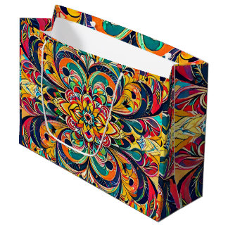 Color Symphony Mandala – Bold Psychedelic Floral Groot Cadeauzakje