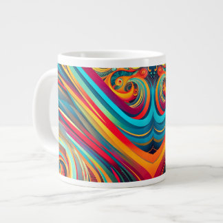 Color Wave Fusion – Modern Abstract Swirl Art Extra Grote Beker