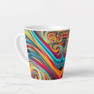 Color Wave Fusion – Modern Abstract Swirl Art Latte Mok