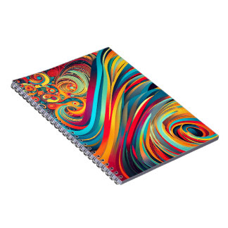 Color Wave Fusion – Modern Abstract Swirl Art Notitieboek