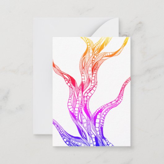 Color Wavy Curved Abstract Tree Pen Notitiekaartje (Voorkant)