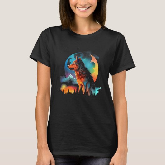 Color Wolf Mountains  Graphics T-shirt (Voorkant)