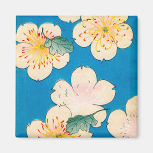 Color Woodblock Print of Dogwood Blossom Magneet