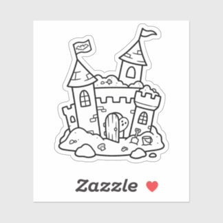 Color Your Own Spooky Sandcastle Ghost Summer Sticker