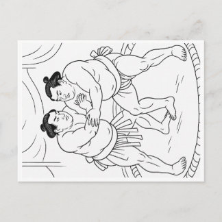 Color Your Sumo! Japanese Sumo Wrestler Coloring P Feestdagenkaart