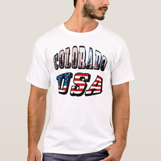 Colorado Afbeelding en USA Text T-shirt (Voorkant)