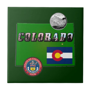 Colorado Afbeelding Tekst, Vlag, Zegel, Kwart, Kaa Tegeltje