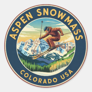 Colorado Aspen Snowmass Skiën Ronde Sticker